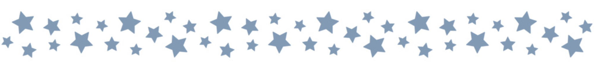 Obraz premium Seamless border garland with blue stars. Can be used for card, borders, kids' bedclothes, textile, stickers. Isolated vector and PNG illustration on transparent background.