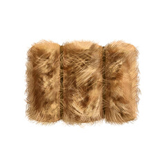 Rectangular haystack of golden color. From the farmer's collection. For compositions, stickers, posters