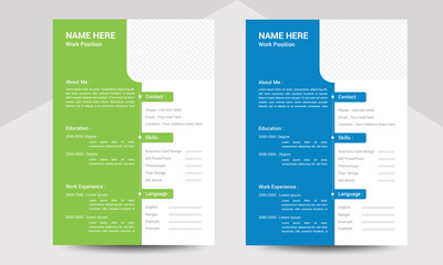 Professional & Modern Curriculum Vitae (CV) Design template  - obrazy, fototapety, plakaty