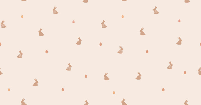 Cute bunny seamless pattern minimalist style. Easter background