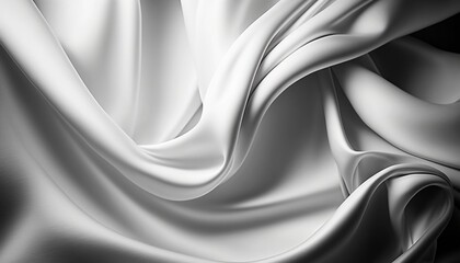 Naklejka na ściany i meble Draped white silk fabric background texture. abstract background with white waves. Abstract grainy gradient background texture.
