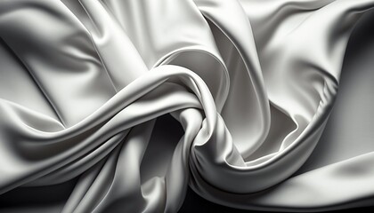 Fototapeta na wymiar Draped white silk fabric background texture. abstract background with white waves. Abstract grainy gradient background texture.