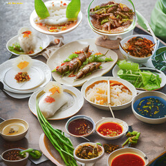 photorealistic illustration of edible insects served on plates and prepared like traditional food, generative ai