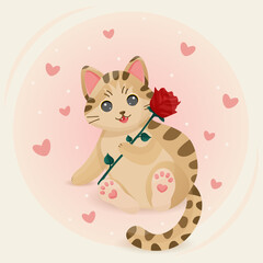Cute cat with rose