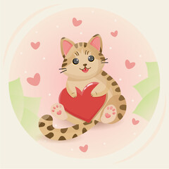 Cute cat with heart