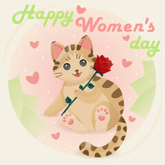 International Women's Day.. Cute cat with rose