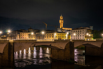 Fototapeta na wymiar Skyline river Florence at night, Italy.