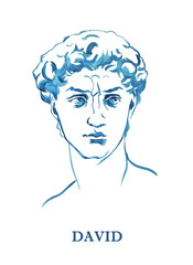 David, sculpture of David ,sketch, statue, face, watercolor 