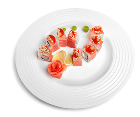 Tasty Sushi rolls served on plate