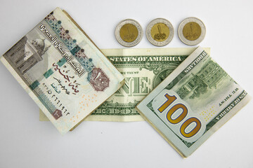 Egyptian pound and US dollar, Exchange rate, inflation - obrazy, fototapety, plakaty