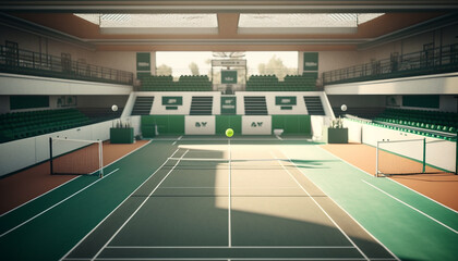 Retro Indoor Tennis Court Generative AI