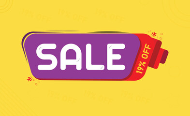 Special offer banner. hot sale. mega sale. SALE 19% OFF.