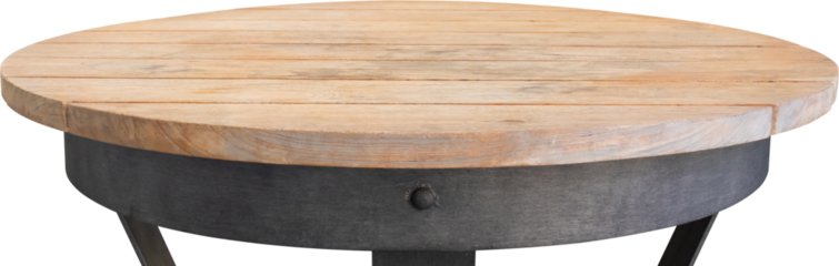 Round wooden table top isolated on white background for product display
