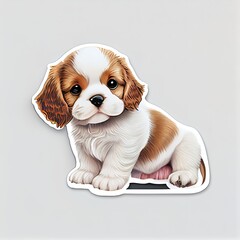 Cute dog sit sticker, Generative Ai