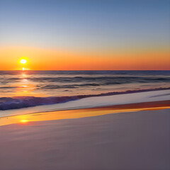 sunset on the beach - artificial intelligence, illustration
