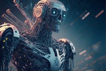 Obraz na płótnie Canvas Artificial Intelligence Technology Robot Background. Generative AI