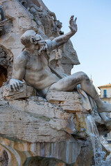 17th century Fountain of the Four Rivers located in Piazza Navona, Rome, Italy.