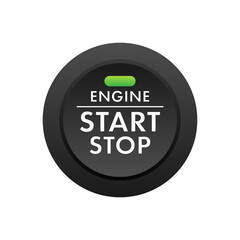 Car engine start stop button. Starting and stopping switch for motor vehicles.