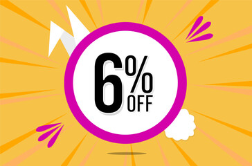 6 percent off. Orange banner with floating pink and white balloon for easter special offer and promotion