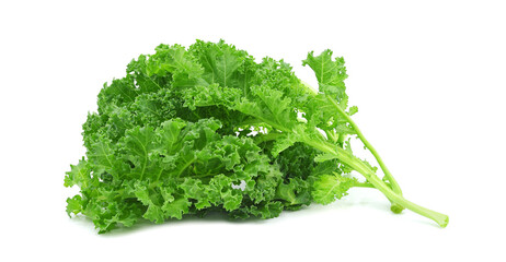 Fresh organic green kale leaves isolated on transparent background. PNG - obrazy, fototapety, plakaty