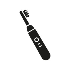 Electric Toothbrush Silhouette Icon. Dental Hygiene Electrical Accessory Glyph Pictogram. Daily Oral Hygienic Tool Sign. Tooth Care Toiletry Equipment Symbol. Isolated Vector Illustration