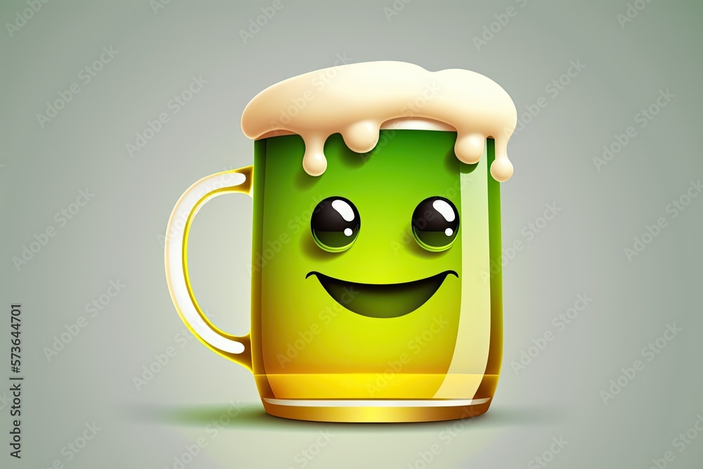 Poster Isolated beer mug symbol in format. Illustration of a beer mug as an emoji. An isolated of a beer mug smiling. Generative AI