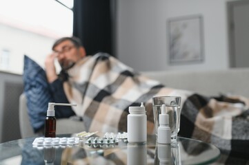 Old man suffering at home