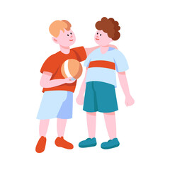 Happy Brother Playing Together Vector Illustration