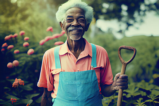Elderly gardener, Generative AI