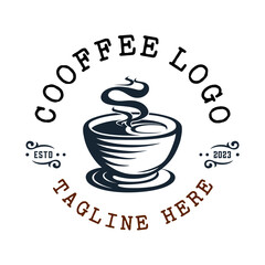coffee logo. vintage style coffee cup, coffee business design, coffee shop, label etc