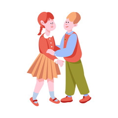 Happy Brother and Sister Playing Together Vector Illustration
