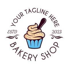 simple cake and bakery logo design, perfect for bakery, bakery labels or cake shop