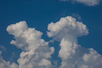 Naklejka na ściany i meble Blue sky with fluffy clouds