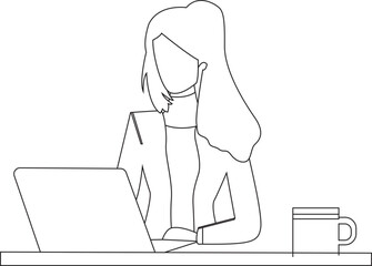 business woman working in office business woman outline