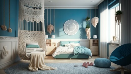 beautiful livingroom with macrame pattern