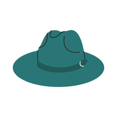 Stylish hat. Elegant fedora with ribbon, cartoon fashion headwear isolated white background. Vector cartoon illustration