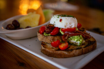 Avocado toast with eggs