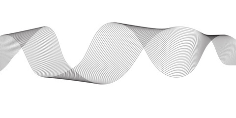 Abstract wavy grey blend technology liens on white background. Digital frequency track equalizer. Abstract frequency sound wave lines and twisted curve lines background. Banner design background.