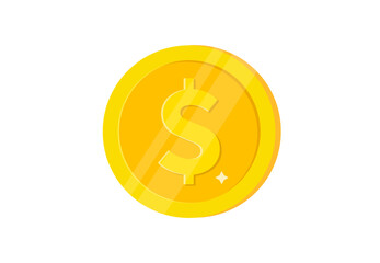 Golden dollar isolated coin icon. Vector illustration