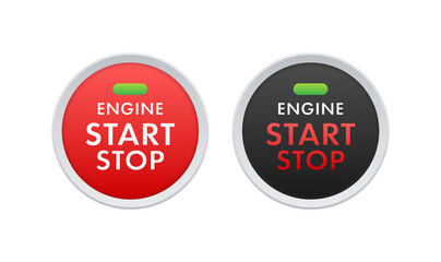 Car engine start stop button. Starting and stopping switch for motor vehicles.