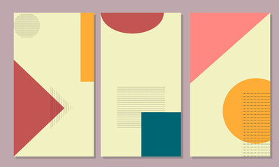 Covers with minimal memphis design. Cool geometric backgrounds for your design. Applicable for Banners, Posters, Flyers etc