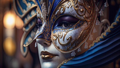Venice Carnival Masks with colorful shapes - Generative AI