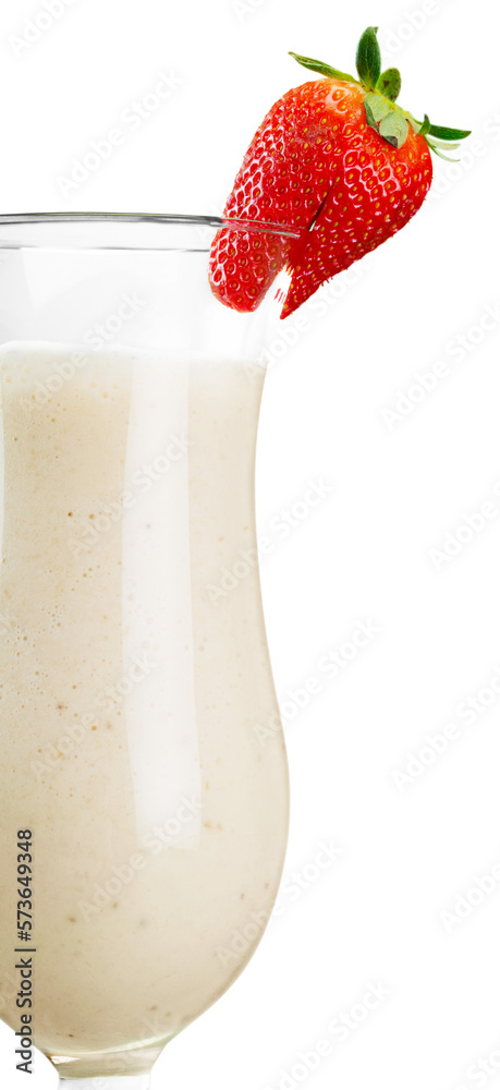 Poster fruit smoothie in a glass with straw isolated on white background