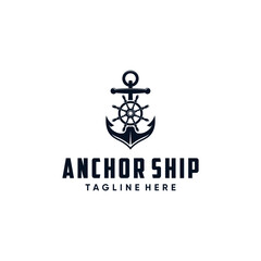 ILLUSTRATION MODERN ANCHOR SHIP VECTOR LOGO DESIGN