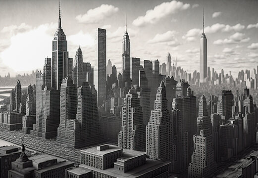 New York City skyline in year 1930 - Generative AI