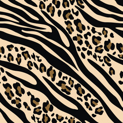 
Animal pattern leopard zebra seamless mix texture, trendy print for clothes, paper, fabric.
