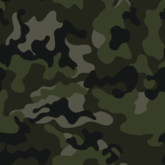 Army seamless camouflage, green background, modern trendy texture, military print. Disguise