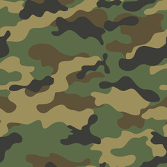 
Camouflage texture, trendy seamless pattern, army military uniform, endless print. Disguise
