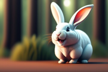 Rabbits. Beauty Art Design of Cute Little Easter Bunny in the winter