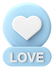 Love button. heart icon. 3D illustration.